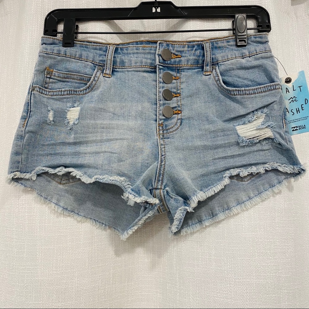 New Billabong Denim Distressed Jean Shorts Size 25 - Picture 1 of 6
